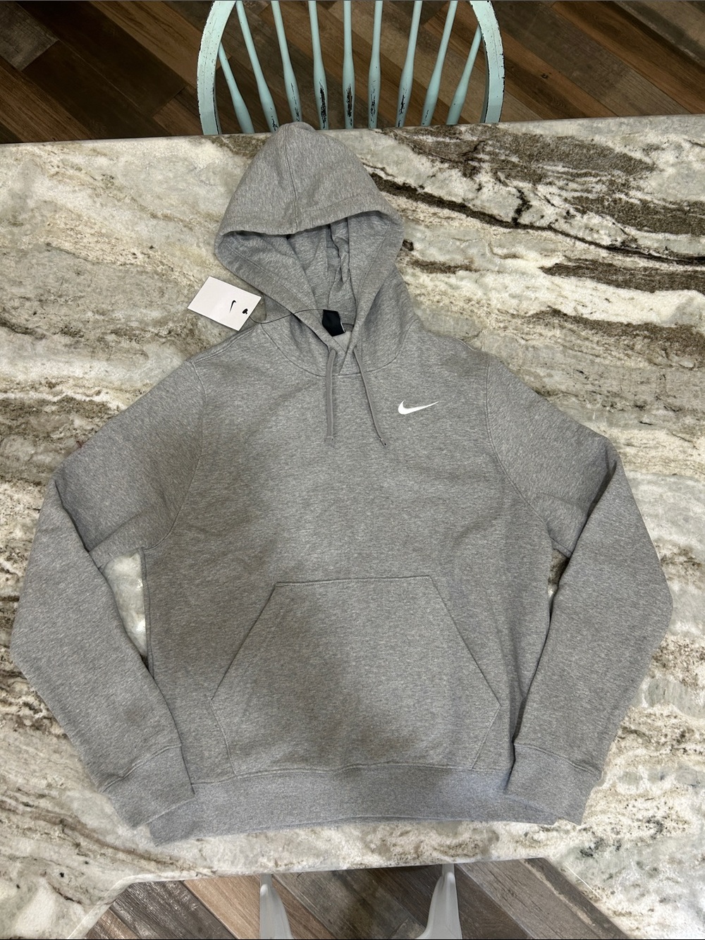 NWT Women’s Nike Heather Gray Pullover Hoodie with White Swoosh